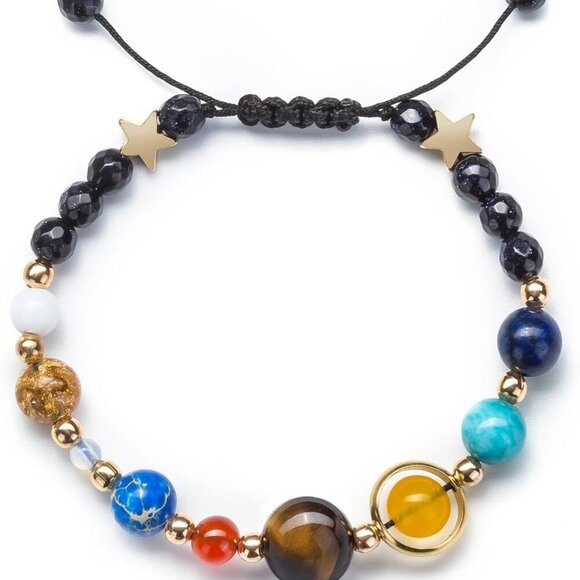Women Solar System Planet Bead Bracelet Universe Galaxy Jewelry Gift - Picture 2 of 6